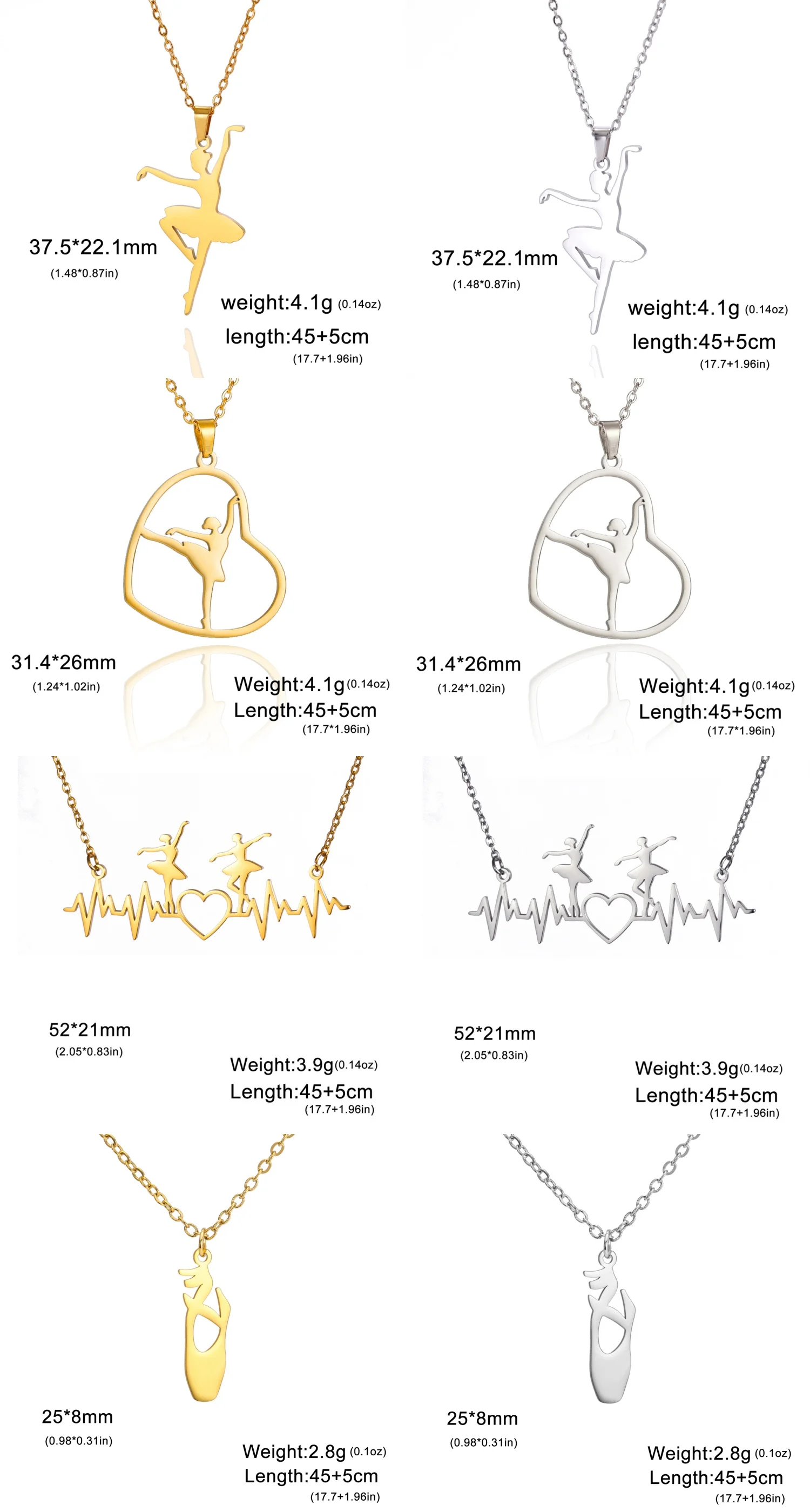 Kkjoy Mode Edelstahl Gold Farbe Ballerina Anhänger Halskette Für Frauen Tanzen Mädchen Schmuck Geburtstag Geschenk Großhandel – Detail 20