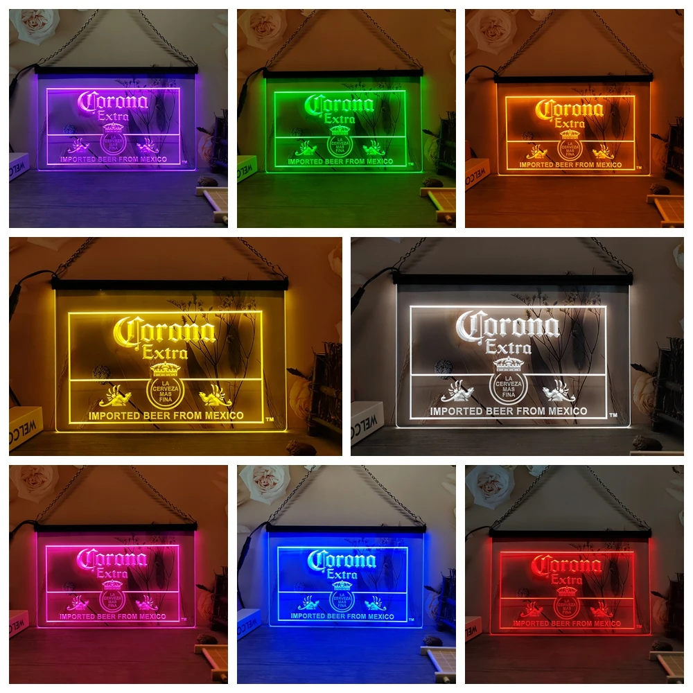 Corona Extra Mexico Pub Club 3D Carving LED Neon Sign Wall Art for Home,Farmhouse,Room,Bedroom,Office Decor,Unique,Eye-catching