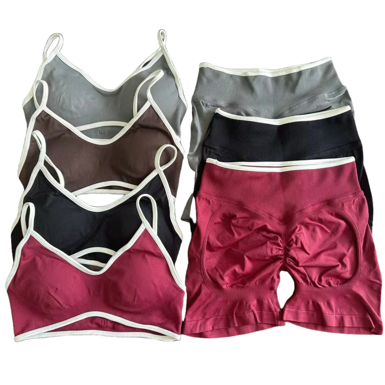 2 peças conjunto de esportes feminino sem costas tanque yoga topos cintura alta scrunch sem costura shorts esporte ginásio conjunto treino