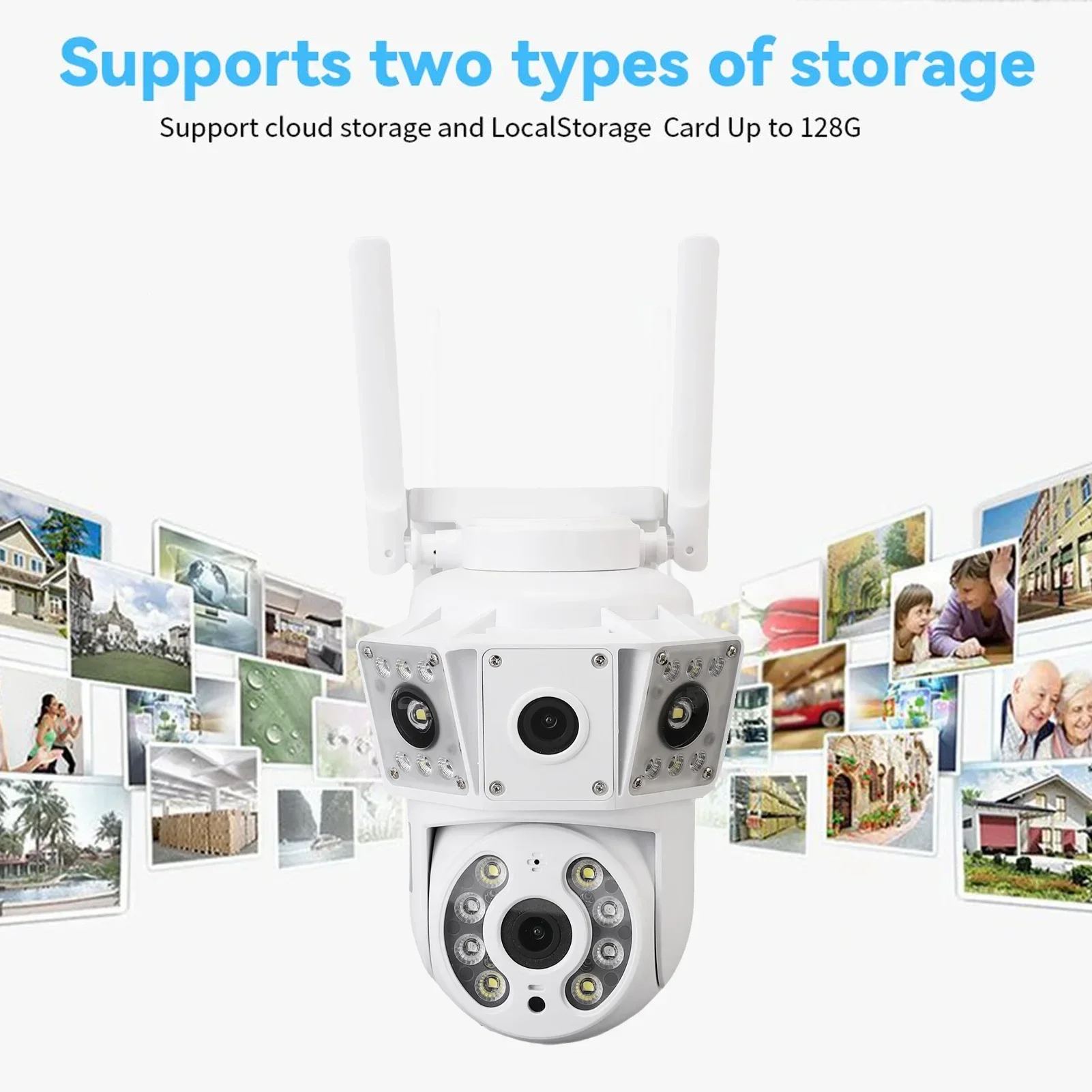 كاميرا 1080P 4 عدسات تكبير 2.4 جيجا هرتز 5 جيجا هرتز واي فاي 360 ° كاميرا PTZ للاستخدام الخارجي مع تطبيق وكاميرا مراقبة للتخزين السحابي