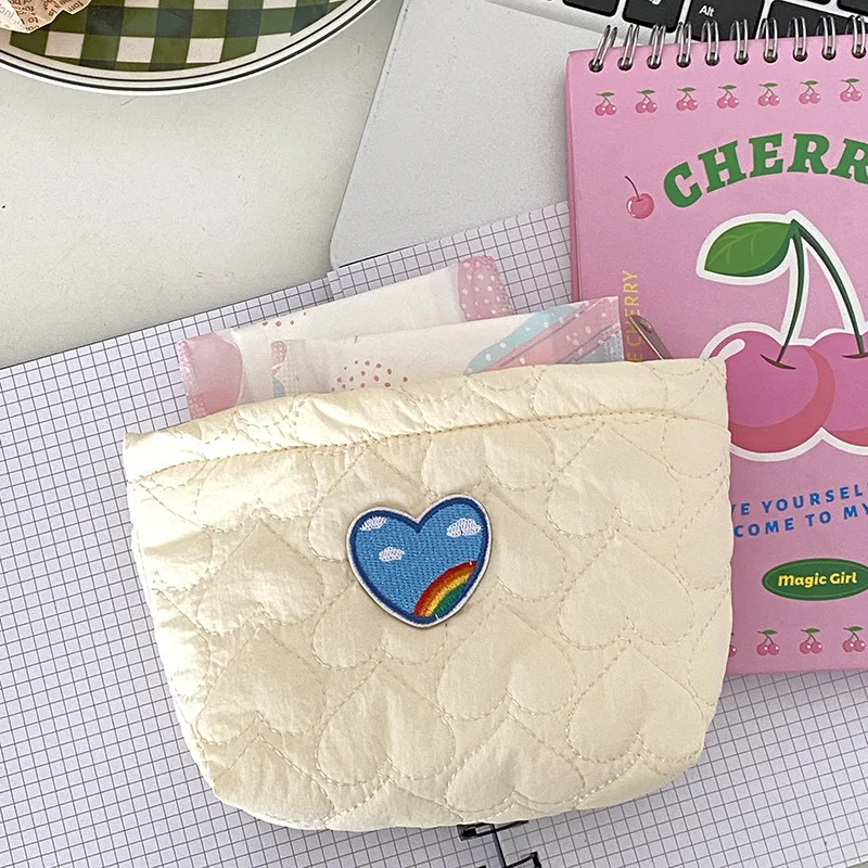 Sweet Love Quilting Women\'s Cosmetic Bag Makeup Case Simple Portable Female Travel Storage Bags Small Coin Purse Clutch Handbags