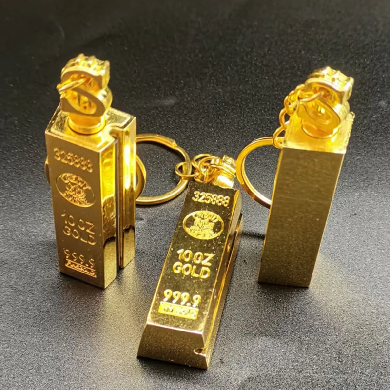 New Gold Bar Design Metal Pendant Lighter Open Flame Smoking Accessory for Outdoor Adventure Small Portable Lighting Tool