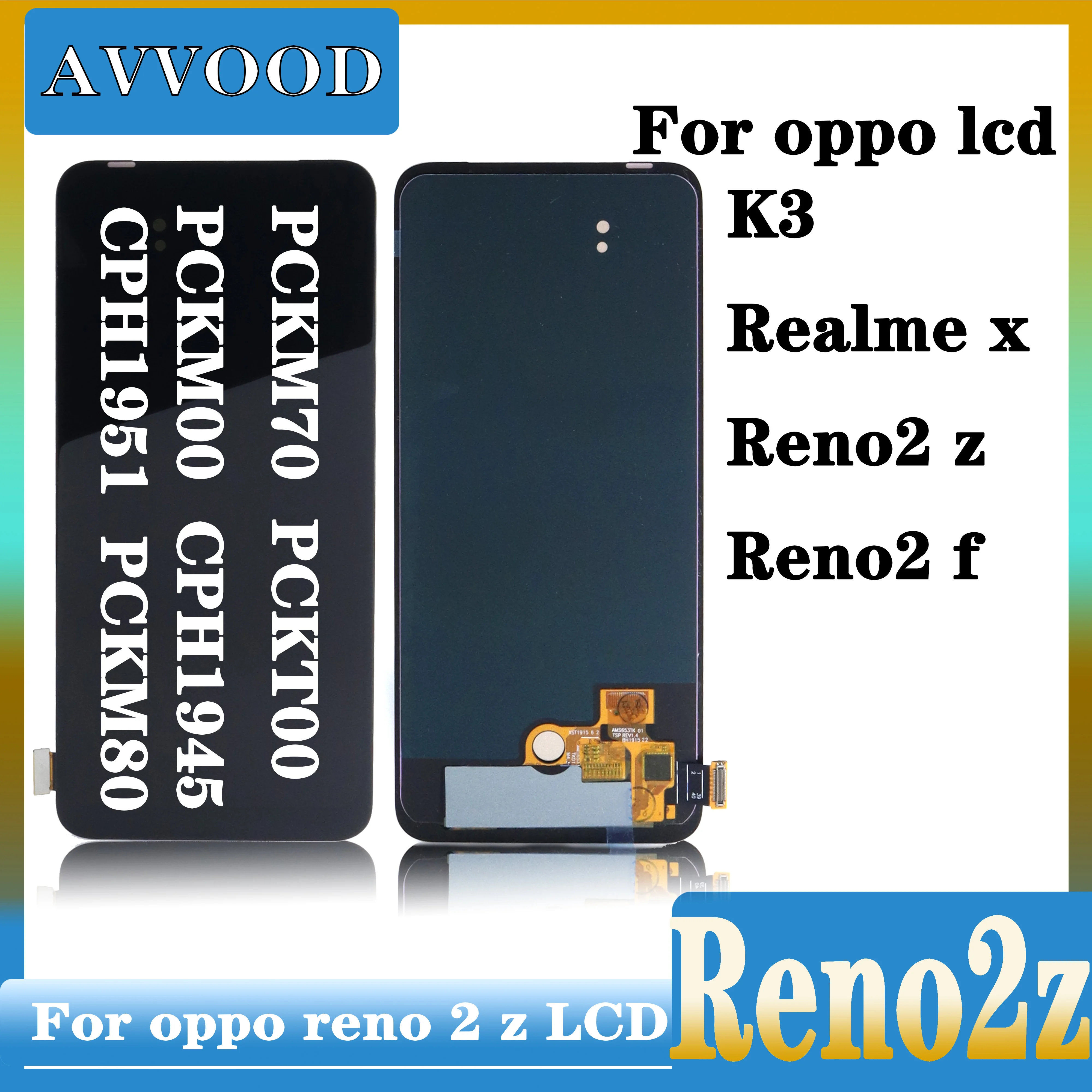 

6.53"AMOLED for OPPO Reno2z/ 2F /Relame x LCD Display Touch Screen Digitizer Assembly for OPPO k3 LCD CPH1951 PCKM70