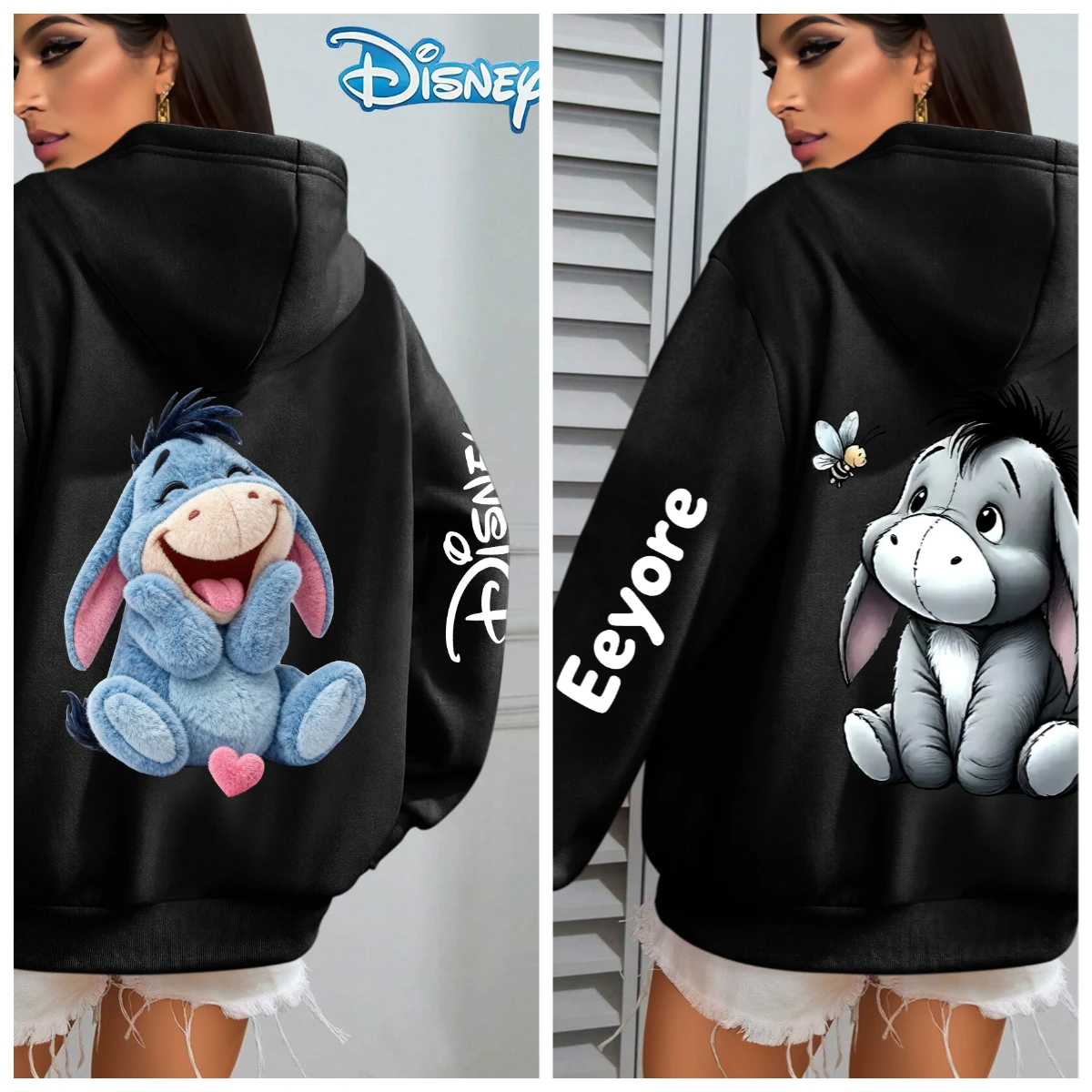 Frauen Disney Eeyore Winnie The Pooh Männer Fleece Hoodies Baumwolle Hoody Sweatshirt Pullover Herbst Winter Lange Ärmel Mäntel Jacke