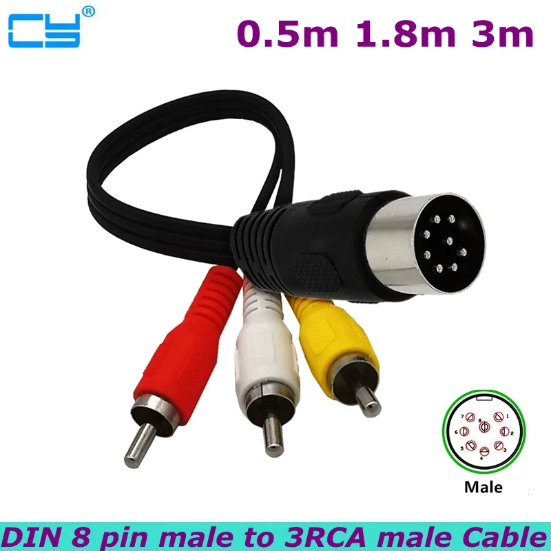 

DIN 8pin to 3RCA Lotus Male Cable for Audio Adapter Cable of Audio, Piano, and Instrument Audio Equipment 0.5m 3m