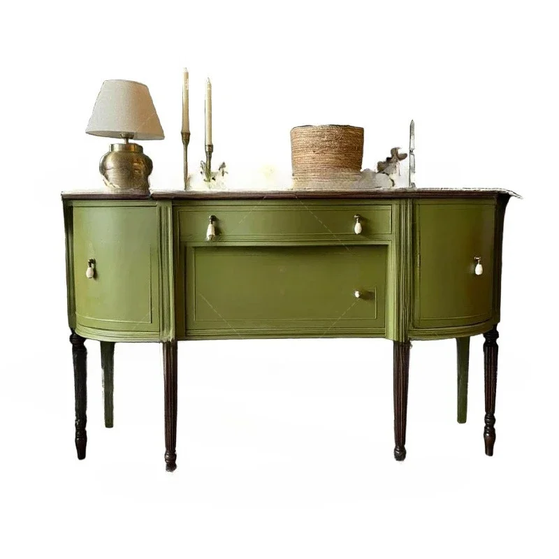 

Picking up light French retro solid wood porch cabinet, porch platform household wall decorative cabinet green