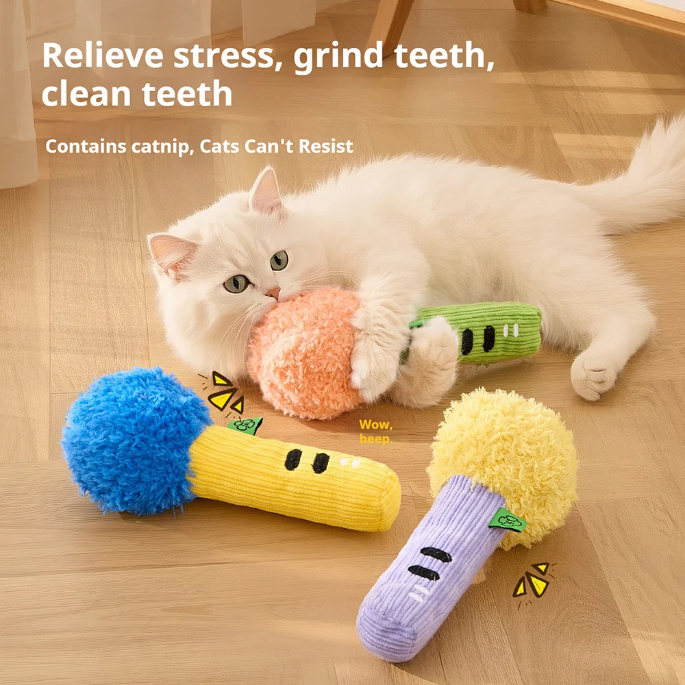 Catnip Toys - ألعاب قطط وكلاب تفاعلية، ميكروفون قطيفة