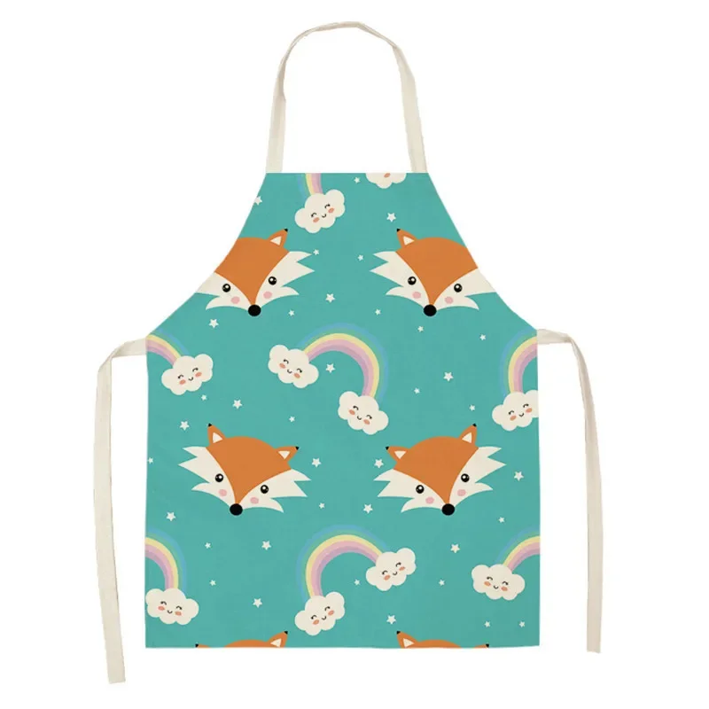 Fox Aprons Unisex Dinner Party Linen Nordic Cooking Bib Funny Pinafore Cleaning Aprons Home Accessory