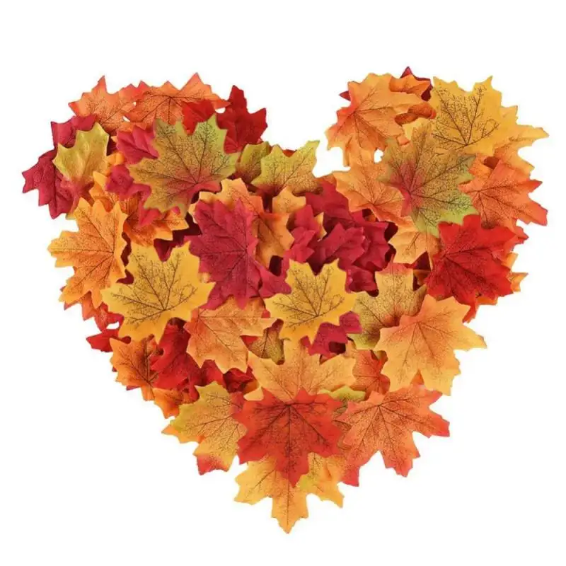 50Pcs Artificial Maple Leaves Wedding Party Props Autumn Fake Maple Leaf Multi Pattern Mixed Thanksgiving Christmas Decoration