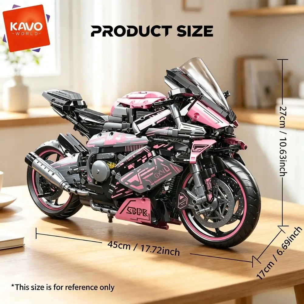KAVOWORLD 1:5 Technologie Motorfiets Bouwstenen Set 2096PCS DIY Sportmotor Model Assemblage Display Speelgoed Cadeau voor Volwassenen Tieners