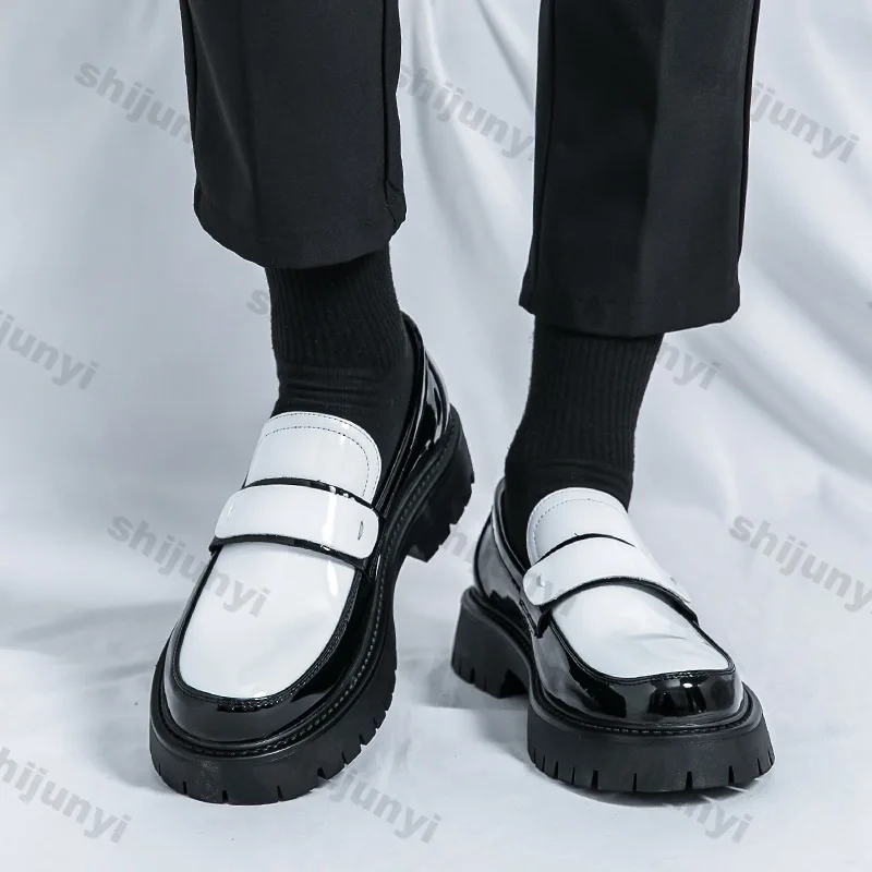 

Удобные нескользящие лоферы с мягкой подошвой, увеличивающие рост, износостойкие повседневные туфли на платформе, модные весенние лаконичные мужские туфли