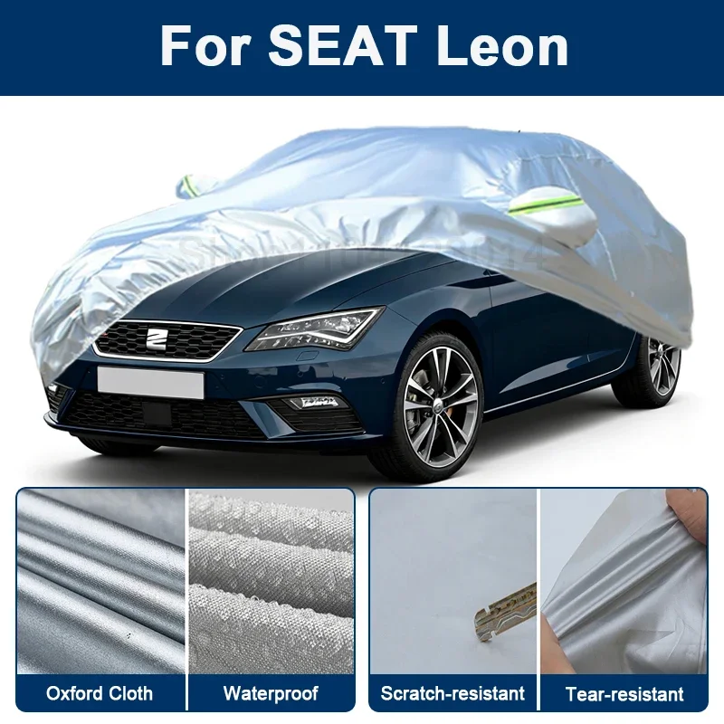 

Outdoor Full Car Cover For SEAT Leon with Reflective Strips Waterproof Snowproof Dustproof UV Protection Exterior Accessories