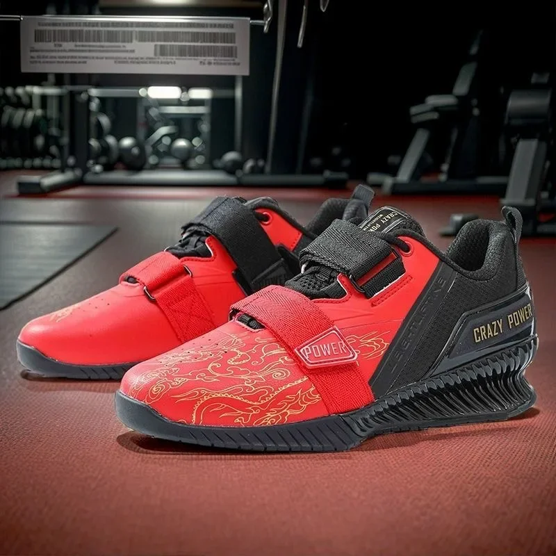 2024 New Cool Men Weight Training Shoes Black Red Squat Hard Pull Shoes Man Good Quality Indoor Gym Shoe Męskie buty treningowe