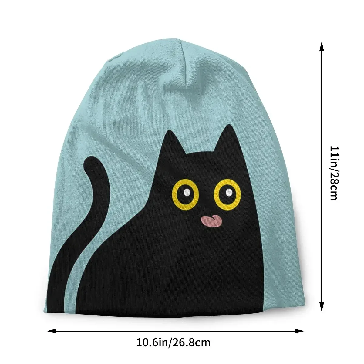 Tongue Out Sport Beanie Caps Black Cat Skullies Beanies Ski Caps Soft Thin Bonnet Hats