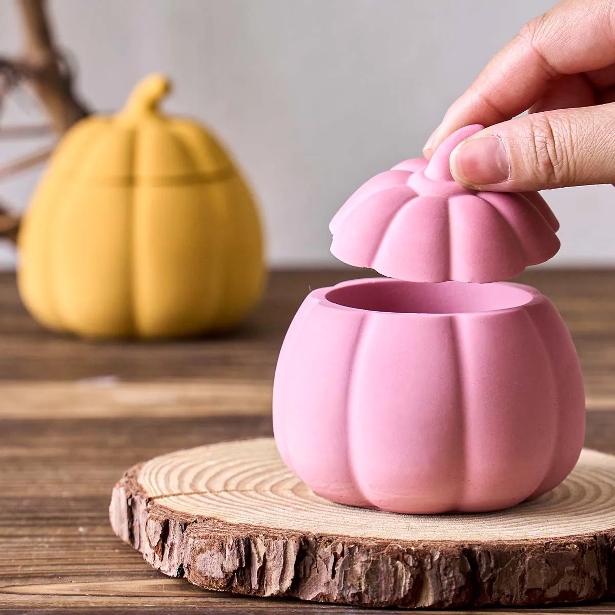 Pumpkin Storage Box Silicone Mold DIY Halloween Ornaments Crafts Making Kit Plaster Resin Candle Jar Flowerpot Casting Molds