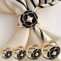 Fashion Women's 3size Shawl Ring Clip Scarves Fastener Camellia Pearl Silk Scarf Buckle Brooch Wedding 2024 Jewelry Classic Gift