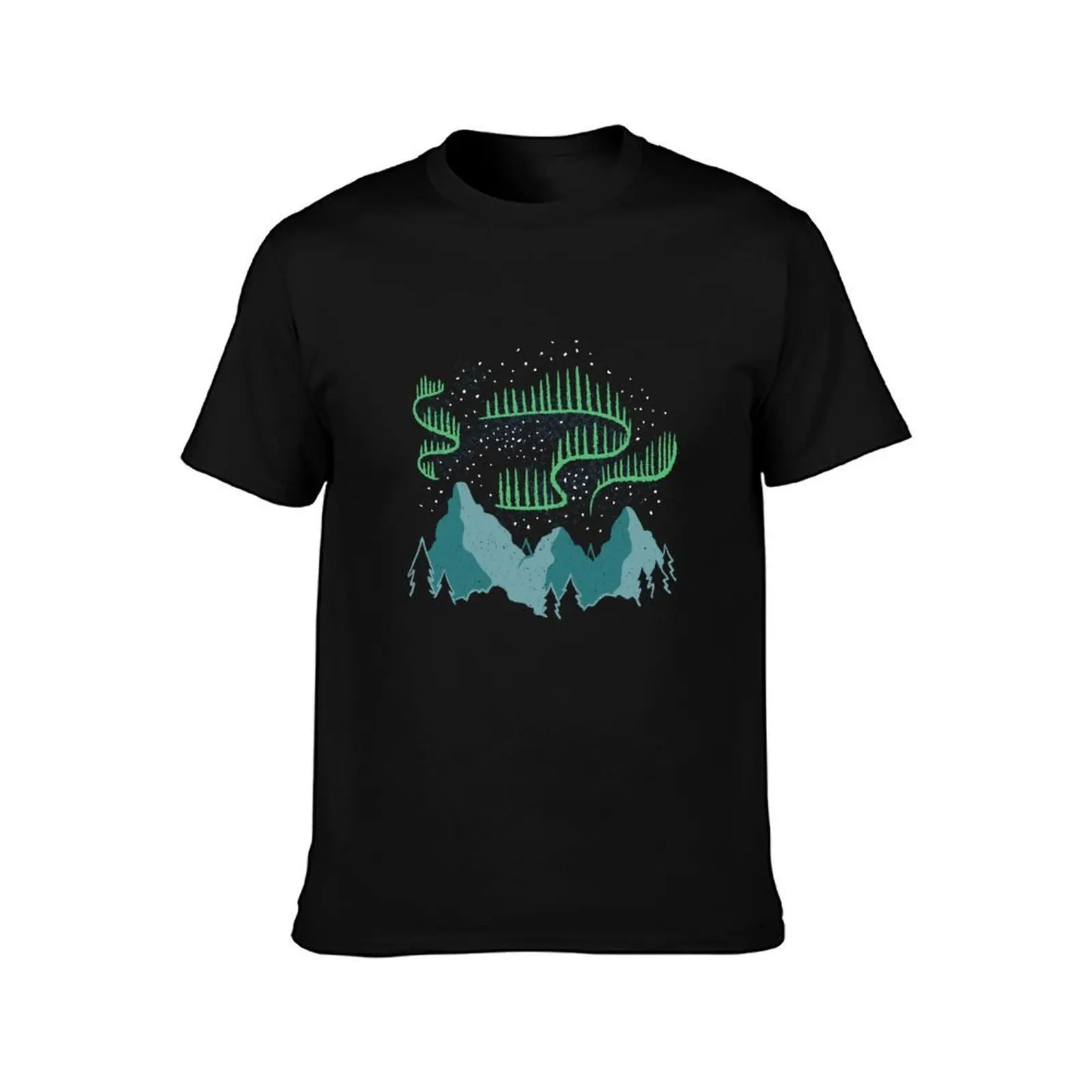 Northern Lights Aurora T-Shirt Summer Casual Cotton Tee Oversized Streetwear Tops Vintage Graphic Print Unisex Men Women