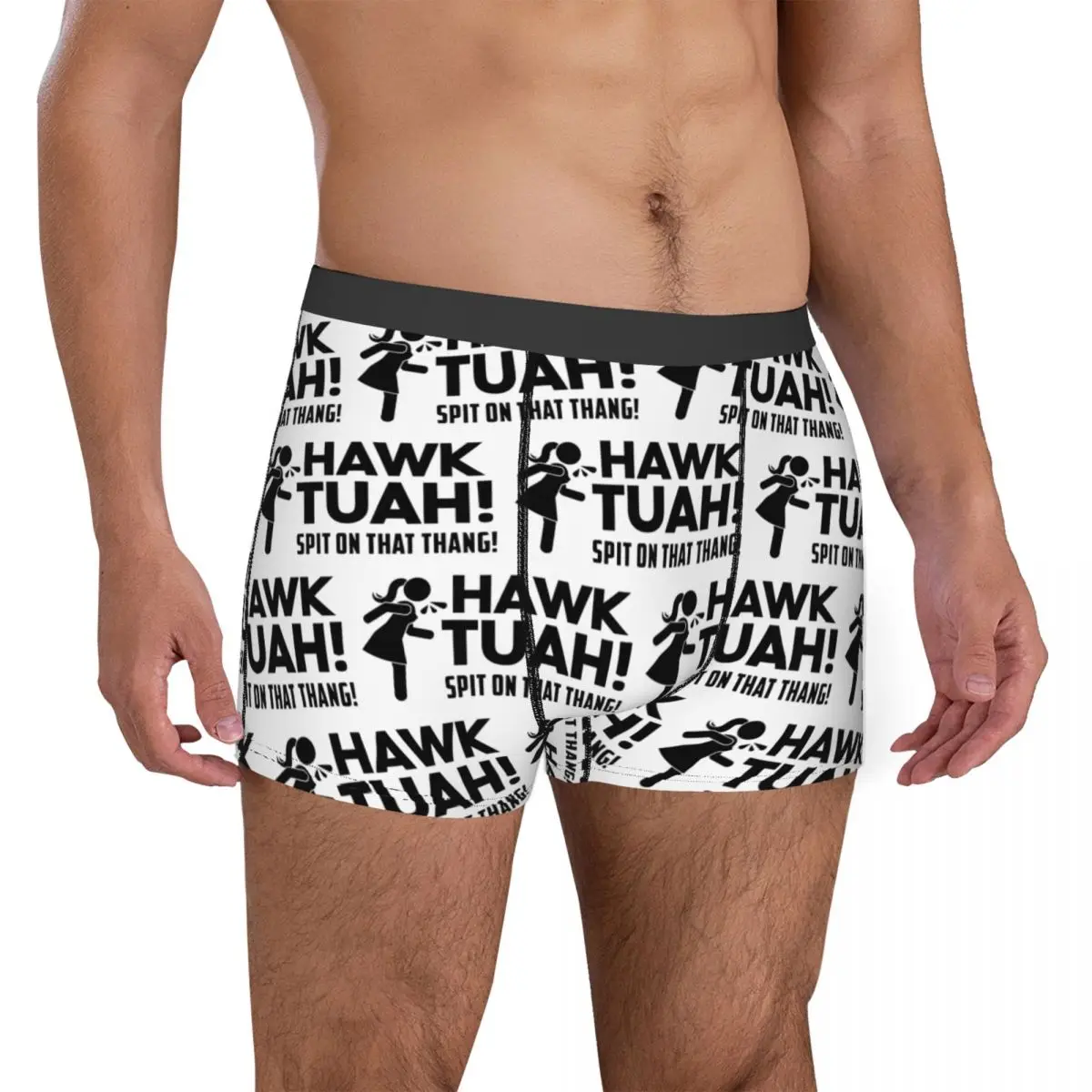 Men\'s Funny Meme Hawk Tuah Underwear Spit On That Thang Hot Boxer Briefs Shorts Panties Homme Breathable Underpants Plus Size