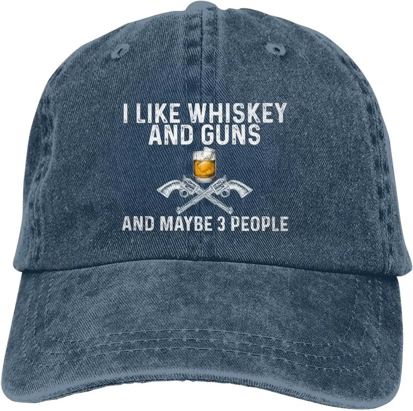 I Like Whiskey and Maybe 3 People Hat for Women Baseball Hats Trendy Cap Navy Blue