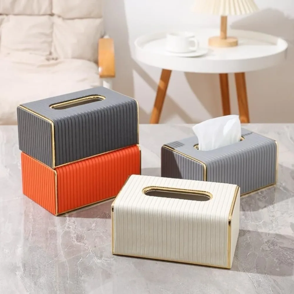 

Exquisite Streak Tissue Box European Style High-looking Napkin Holder Light Luxury High Quality Paper Storage Container Hotel