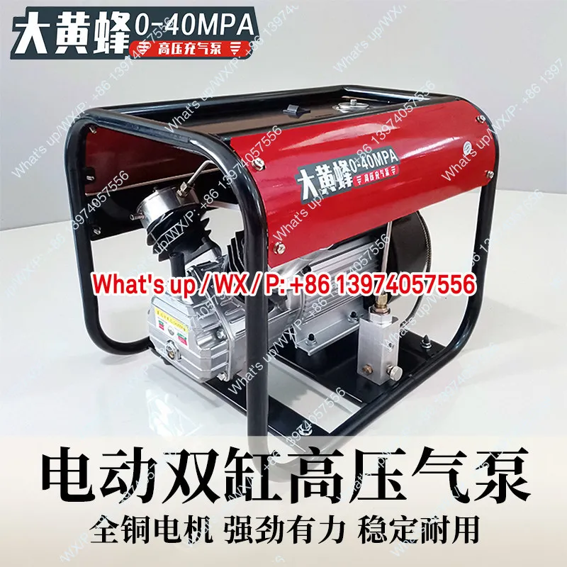 Bumblebee high pressure pump, 40mpa double cylinder high pressure air pump, 30mpa  respirator compressor electric(power:2.2kw)