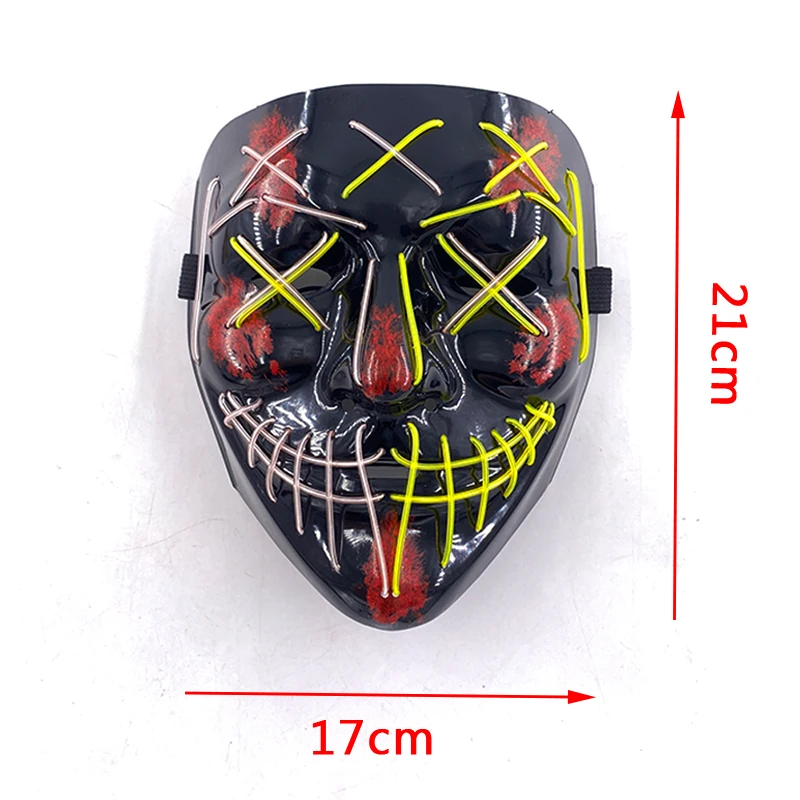 Newstyle LED V-Maske Maskerade DJ Kostümzubehör Leuchtende Geister Tanzmaske Nachtleuchtende gruselige Teufel Gesichtsmasken für Männer