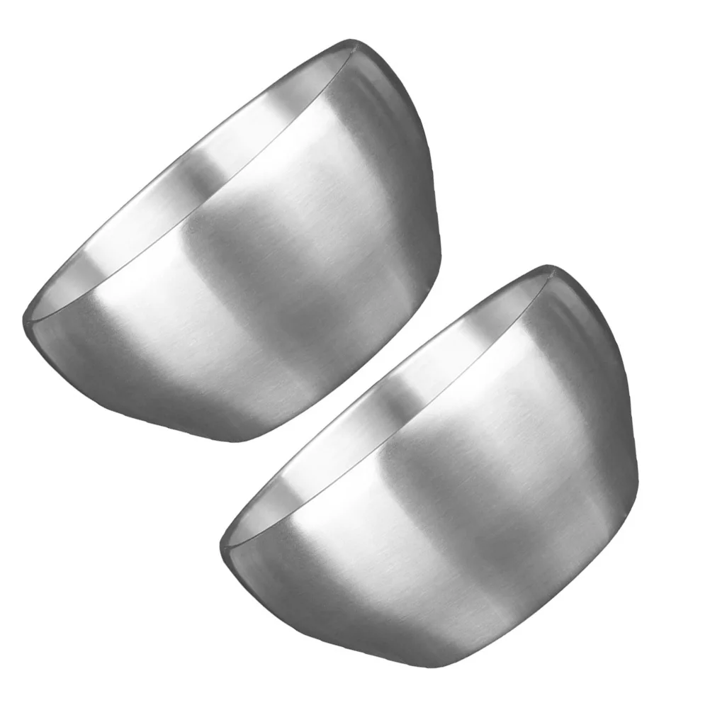 

2Pcs Stainless Steel Bowls 15cm Elegant Texture Anti-Scald Soup Rice Noodle Bowls for Food Serving Rice Bowl Salad Bowl