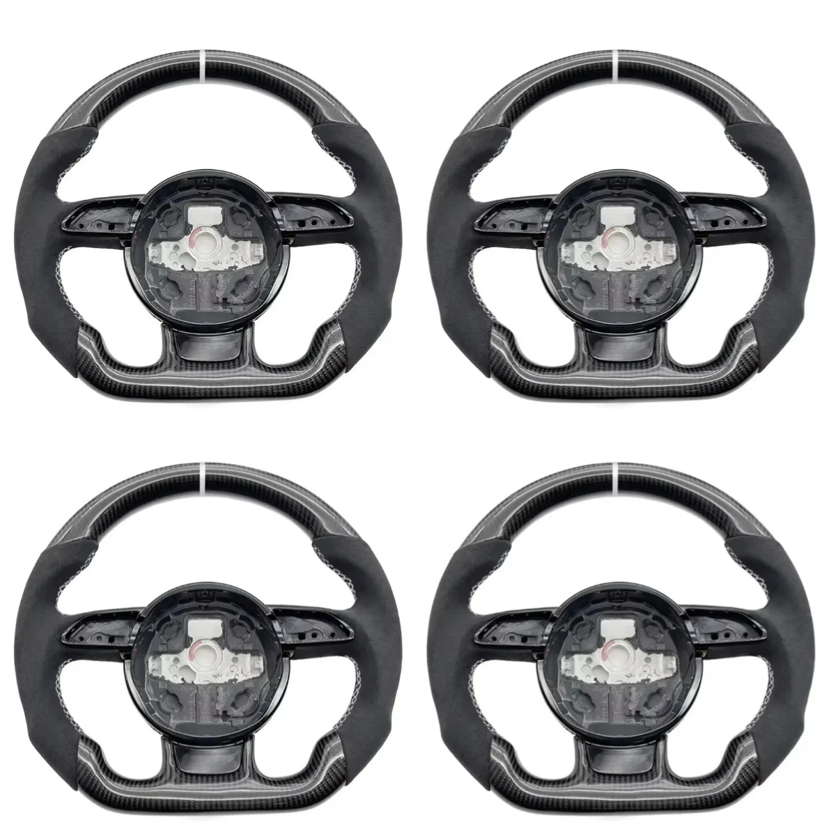 Custom Carbon Fiber Sport Steering Wheel for A3 A4 A5 A6 A7 Q3 Q5 Q7 2011-2025 Perforated Flat Bottom Steering Wheel