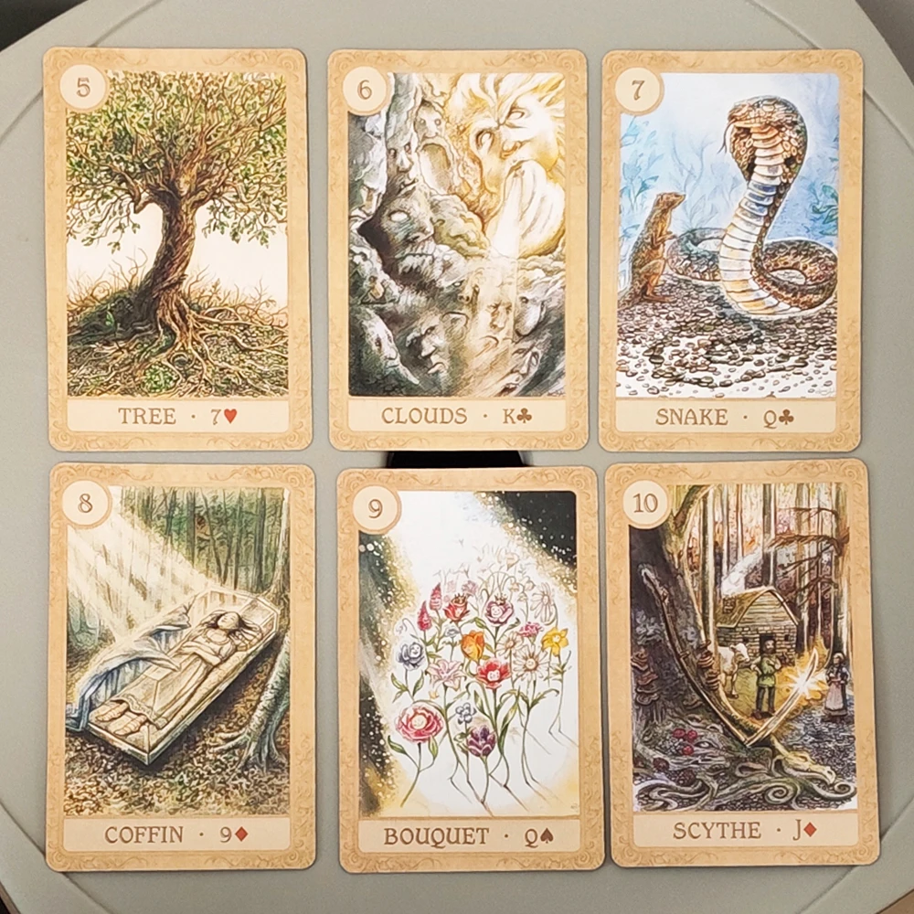 

38 Pcs Lenormand Cards Printed on 350GSM Double-embossed Cardstock 9*6cm Fairy Tale Lenormand Deck