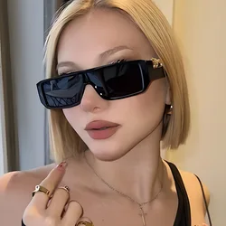 Square frame conjoined narrow edge leopard printsunglasses new ins sunglasses retro hip hop tide sunglassesstage performance