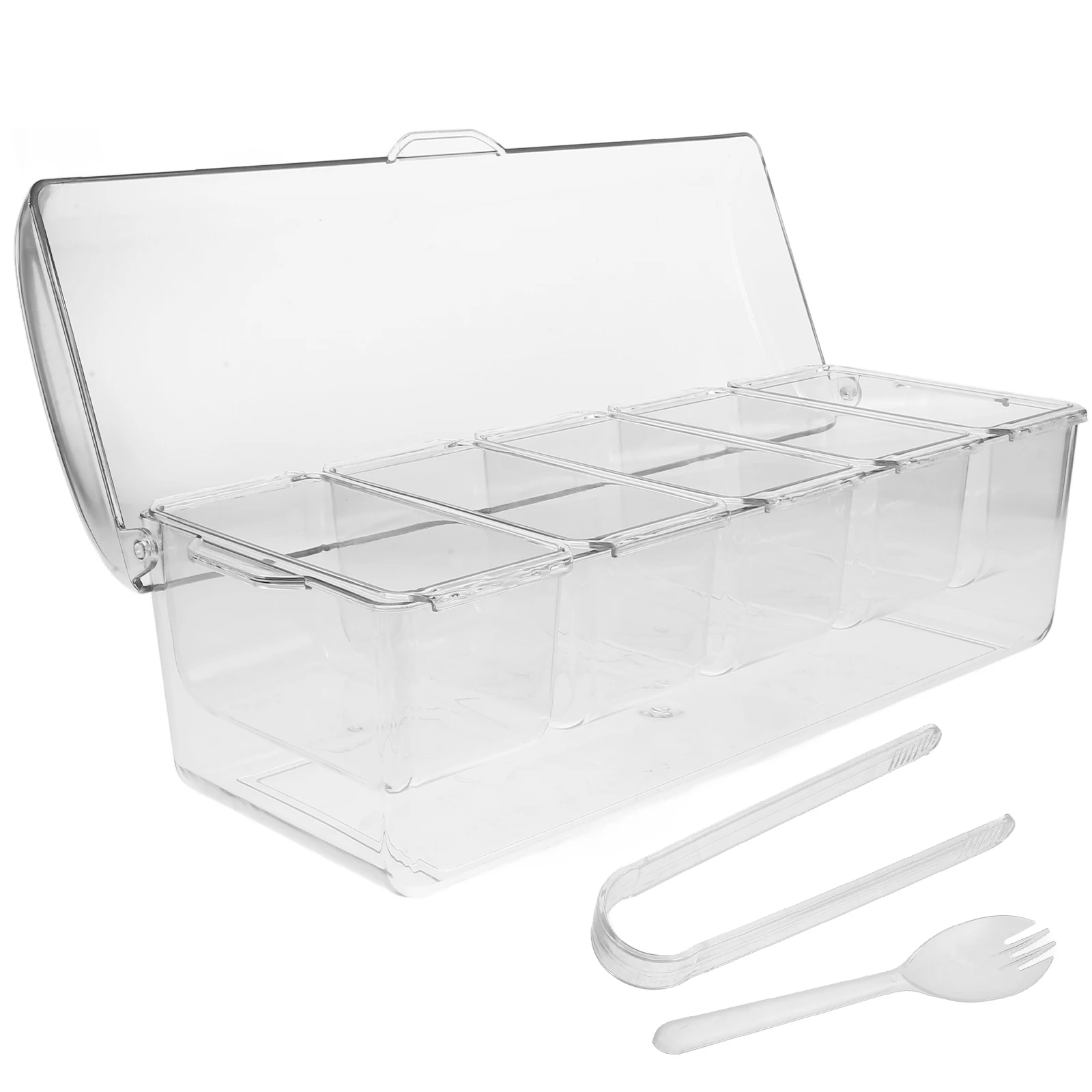 

Seasoning Box 5 Compartments Detachable Food Storage Salad Holder Acrylic Condiment Server Kitchen Fruit Refrigerated Display