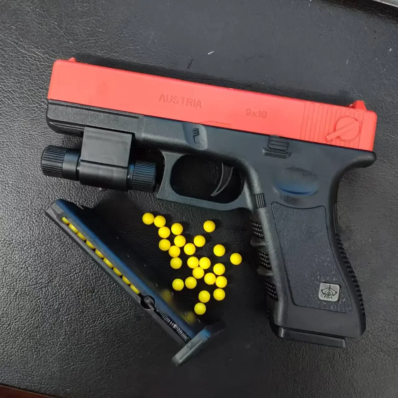 レーザー付き下部マガジンG17、手動装填おもちゃ銃、フォームソフト弾銃、CS屋外シューティングゲーム、子供と大人のための誕生日プレゼント