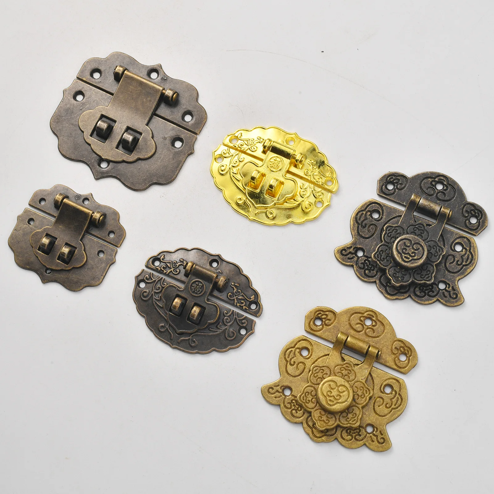 Antique buckle zinc alloy bronze small lock, wooden box wooden box retro buckle accessories, hidden buckle decoration