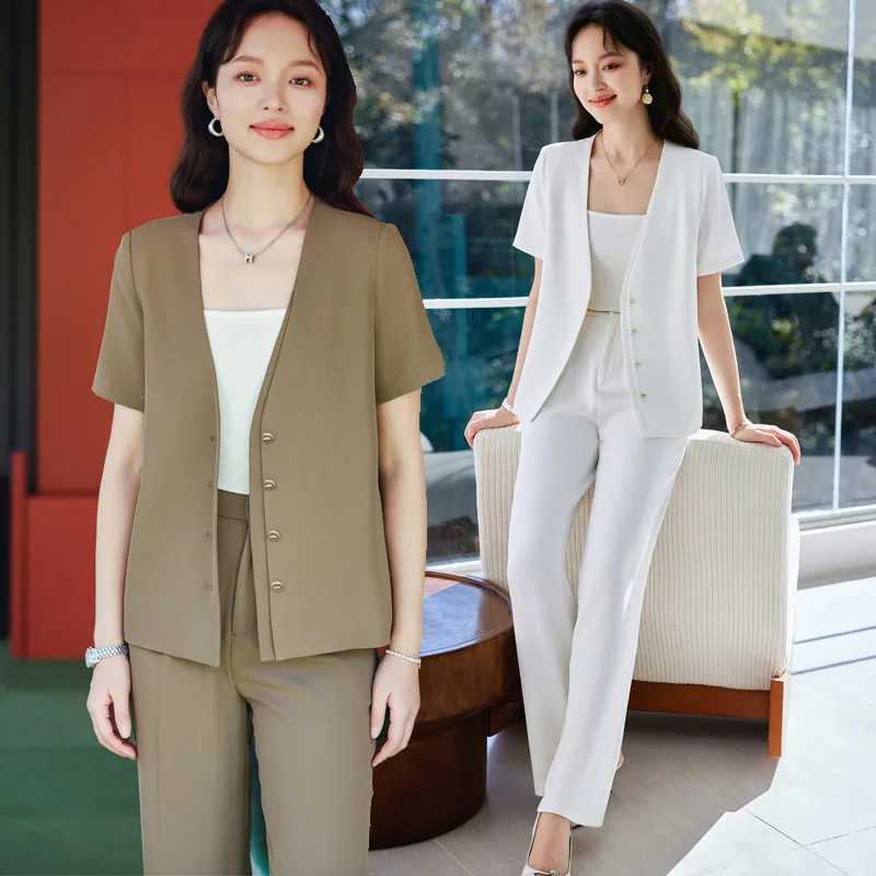 

Temperament Single-BreastedVCollar Suit Jacket for Women2024Spring and Summer New High-Grade Business Clothing Suit