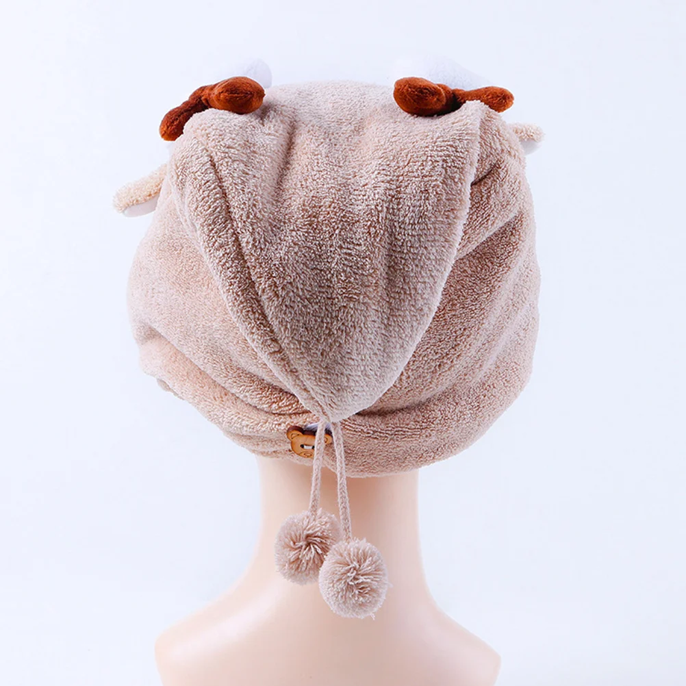 

1pcs Hair Drying Cap Grey Antler Design Quick Dry Water Absorption For Shower Bathing Makeup Face Washing Towel Set Home Gym