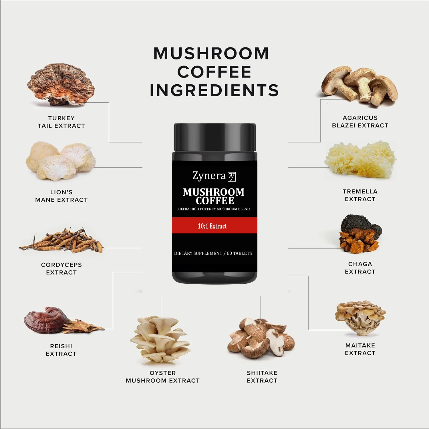 Original Mushroom Complex Tablets ,  Cognitive Brain Function Stress Relieves Beauty Health Diet Supplement