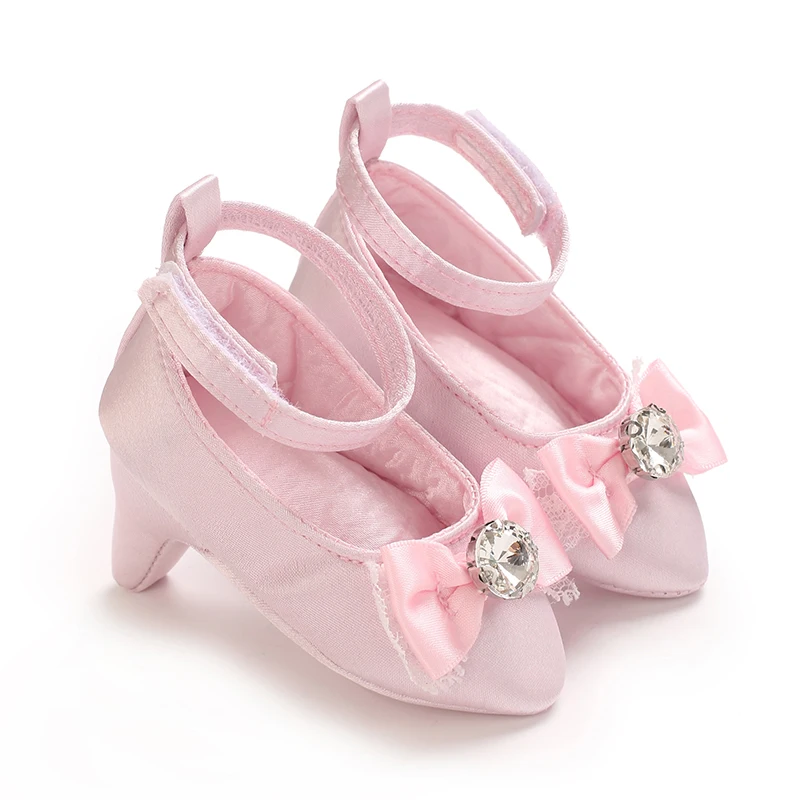 New Infant Newborn Baby Girl High Heels Shoes Princess Bow First Birthday Party Shoes Photo Props Shoes 0-12M