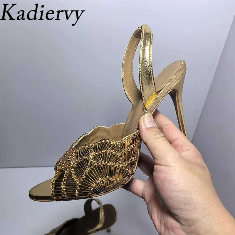 جديد الصيف صندل كعب عالٍ للنساء زهرة ترتر ديكور المدرج أحذية امرأة اللمحة تو الكعوب رقيقة صنادل طراز جلاديتور امرأة #2