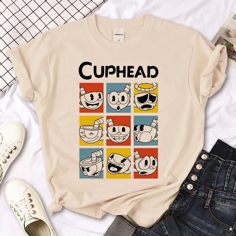 Cuphead t-shirts women Y2K tshirt female streetwear clothing