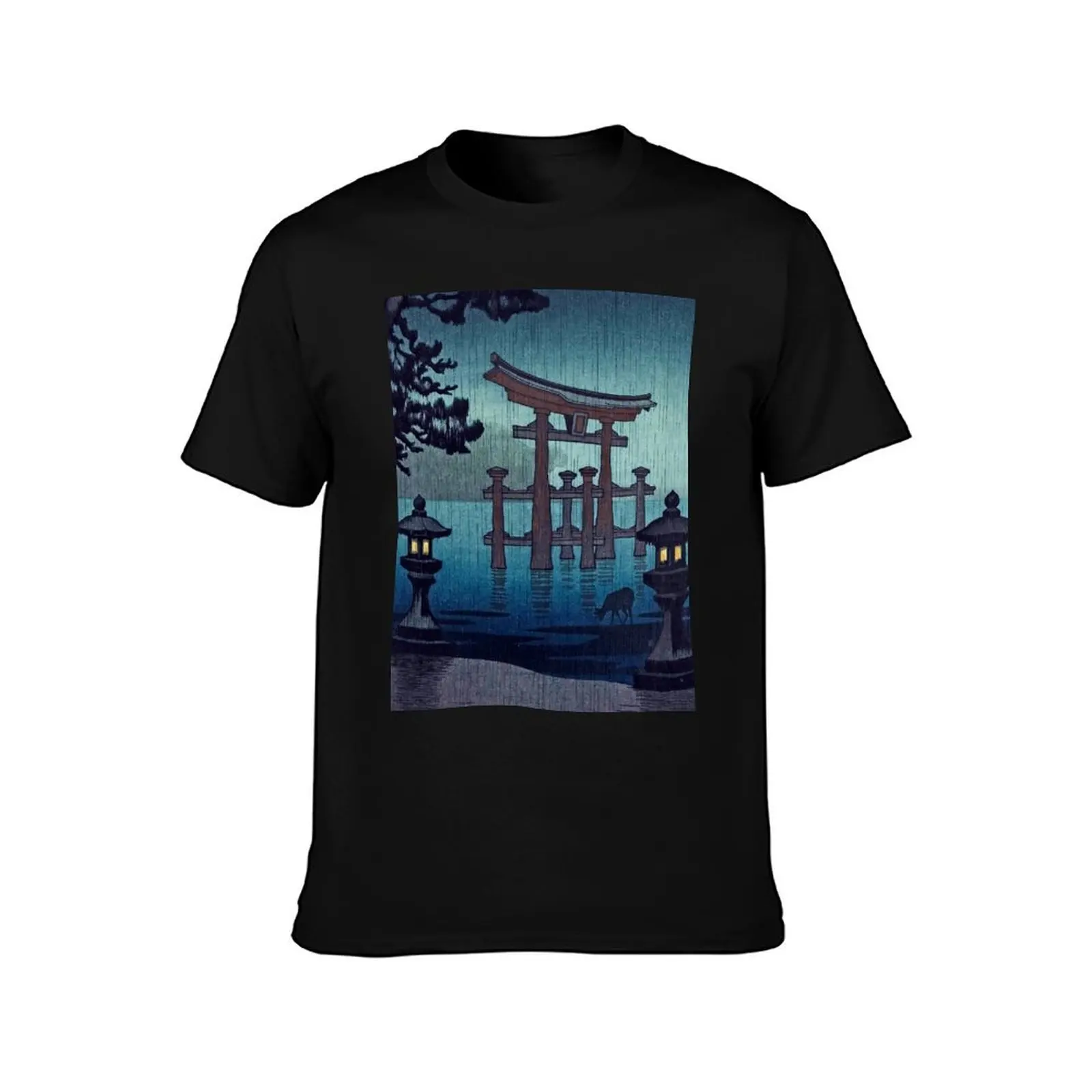 Miyajima in Rain by Tsuchiya Koitsu T-Shirt Anti-Perspiration Workout Top T-Shirt