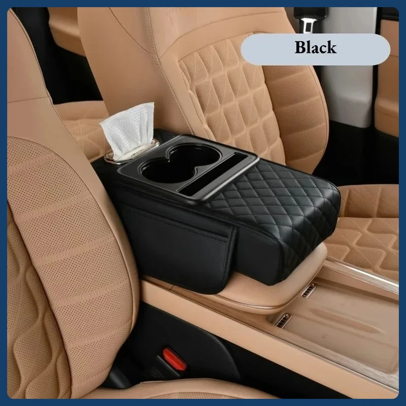 

Auto Center Console Armrest Cushion With 2 Cup Holder Armrest Heightening Pad Auto Amrest Pillow Cover Pad for All Seasons