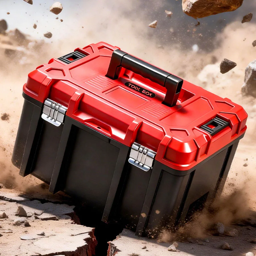 Multi functional household electrical toolbox, portable large capacity thickened multi-layer hardware storage box toolbox