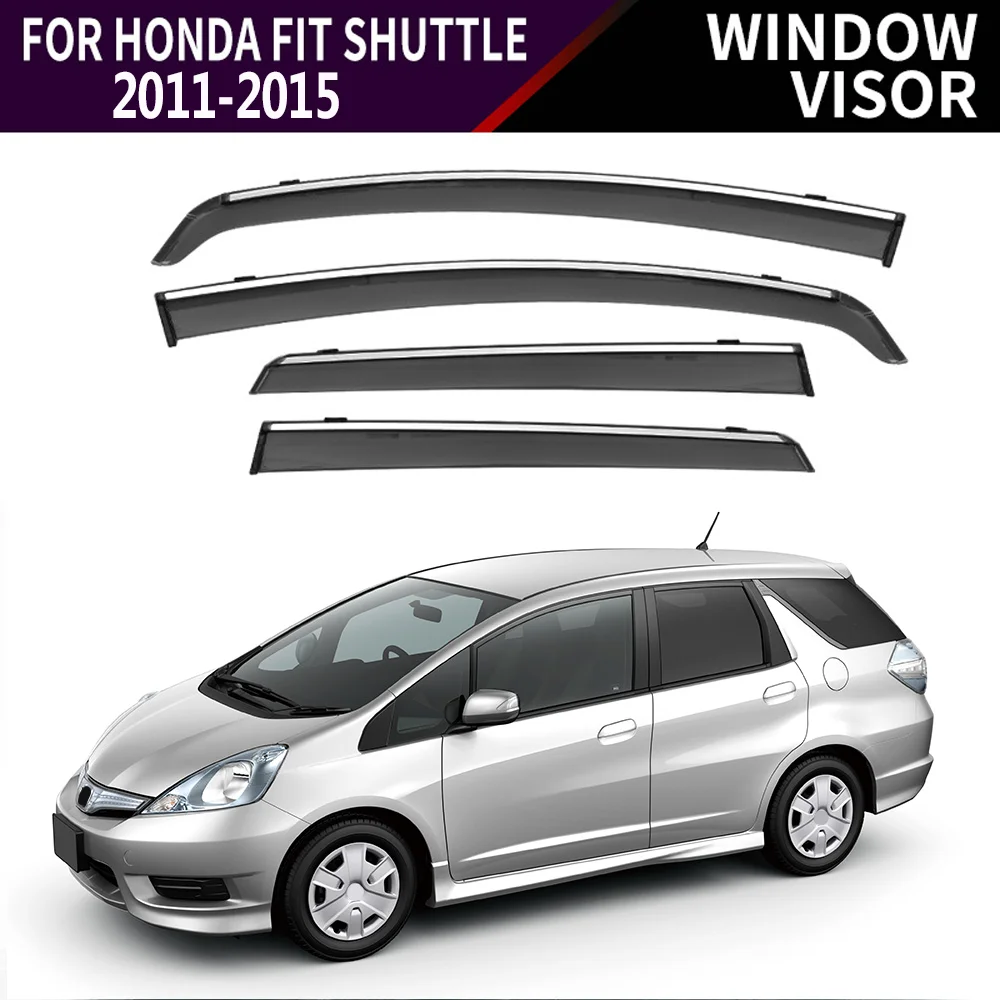 

Chrome Strips Rain Guards for Honda Fit Shuttle 2011-2015 Window Visor Wind Deflectors Door Visor Vent Shades Ventvisor