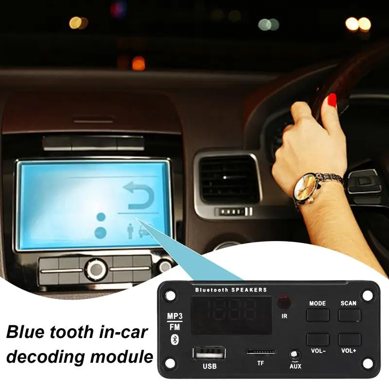 

Mp3 Decoding Board With Amplifier 12V Wireless Audio Decoding Module LCD Display Remote Control Amplifier Playback Support USB
