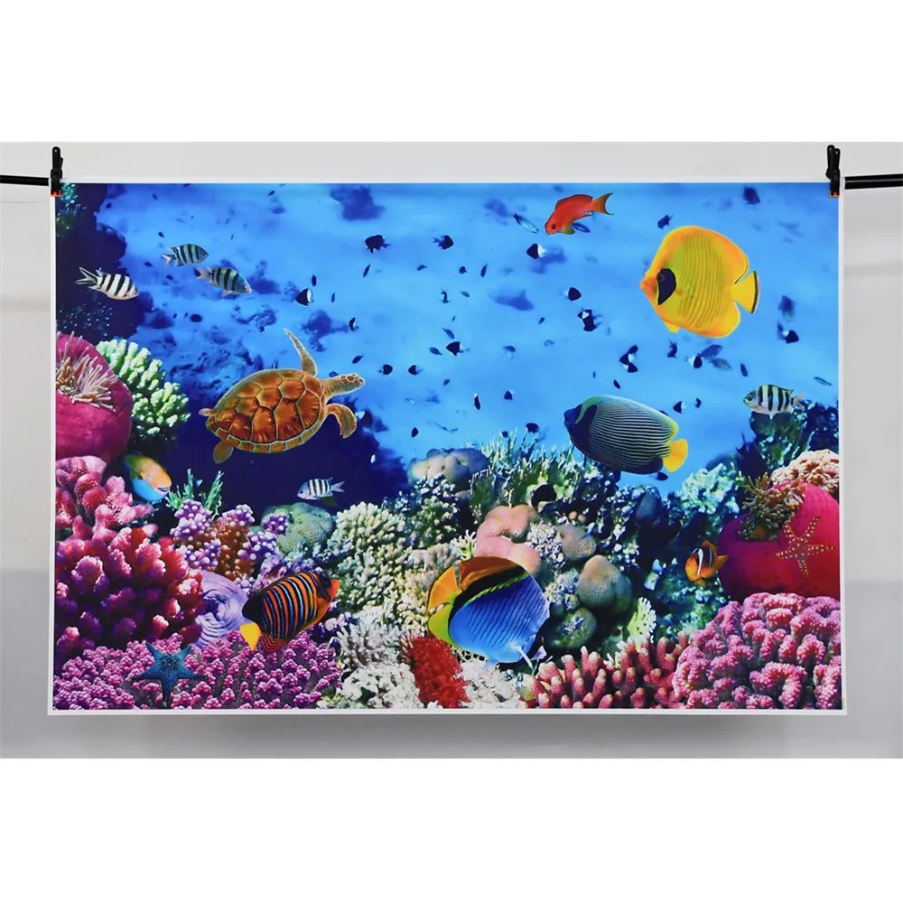 Photography Backdrops Birthday Decoration Customized Baby Seabed World Underwater Dolphin Shark Mermaid Party Photo Backgrounds