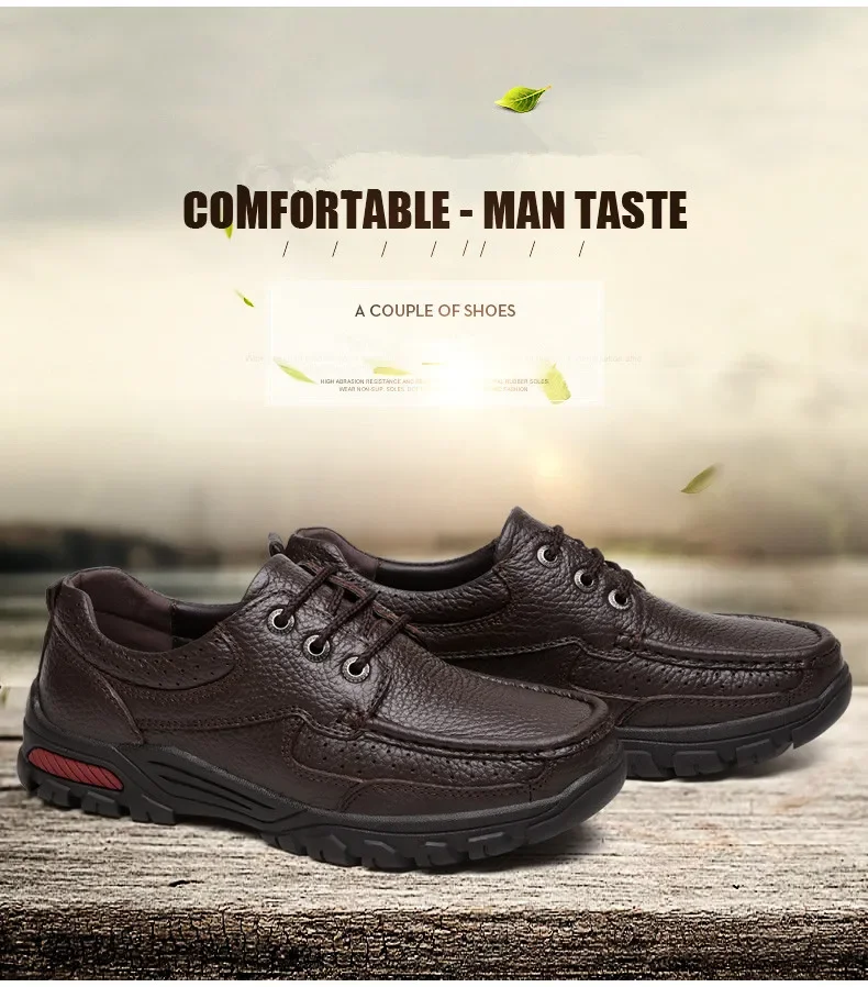 Zapatos planos de piel auténtica para hombre, mocasines informales, hechos a mano, talla grande 38-48