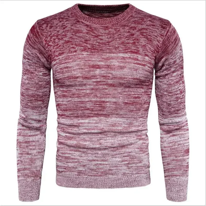 European and American Men's New Fashion Round-neck Color-blocking Long-sleeved Knitted Sweater for Autumn and Winter.