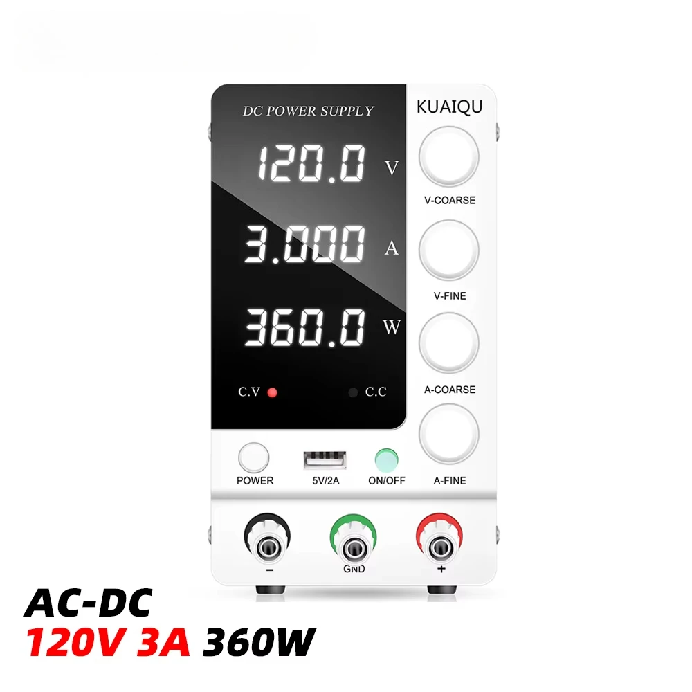 

SPS-C1203 Настольный источник питания постоянного тока мощностью 360 Вт, 120 В, 3 А с грубой/тонкой ручкой доступа, 4-значный дисплей для зарядки аккумулятора 48 В, 72 В