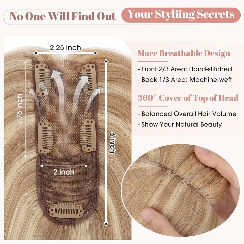 S-noilite Hair Toppers for Women Real Human Hairpieces 2