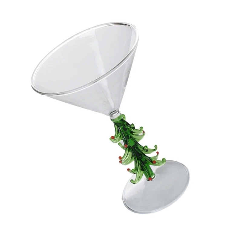 2025 Nuevo y elegante vaso vino con temática navideña con forma árbol Navidad para bebidas